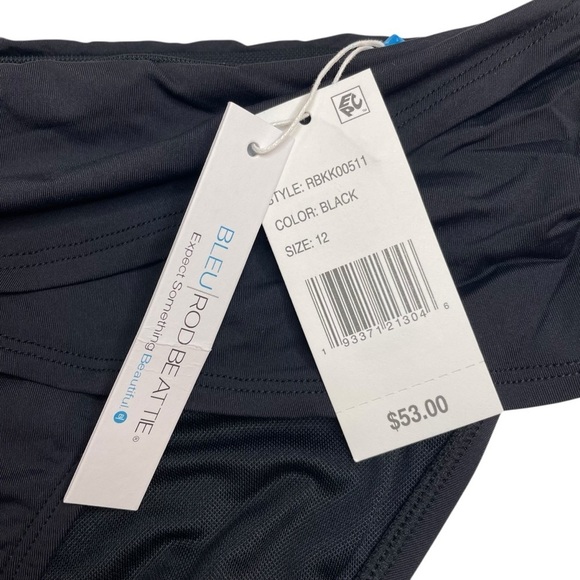 Bleu Rod Beattie Kore Sarong Hipster Swim Bottoms Black Size 12 New - Picture 3 of 6